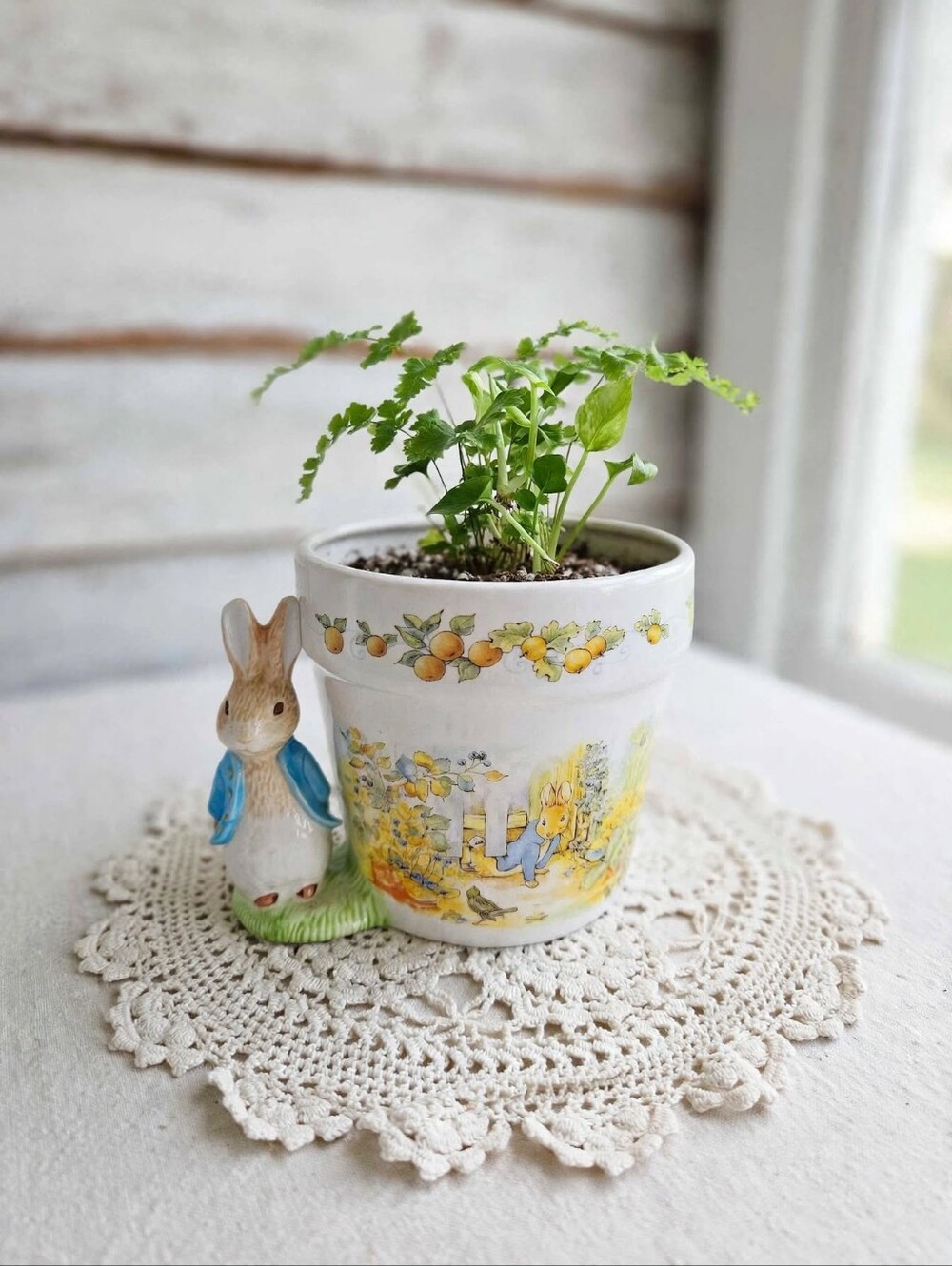 Vintage 1997 Beatrix Potter Peter Rabbit Ceramic Planter Teleflora Gift
